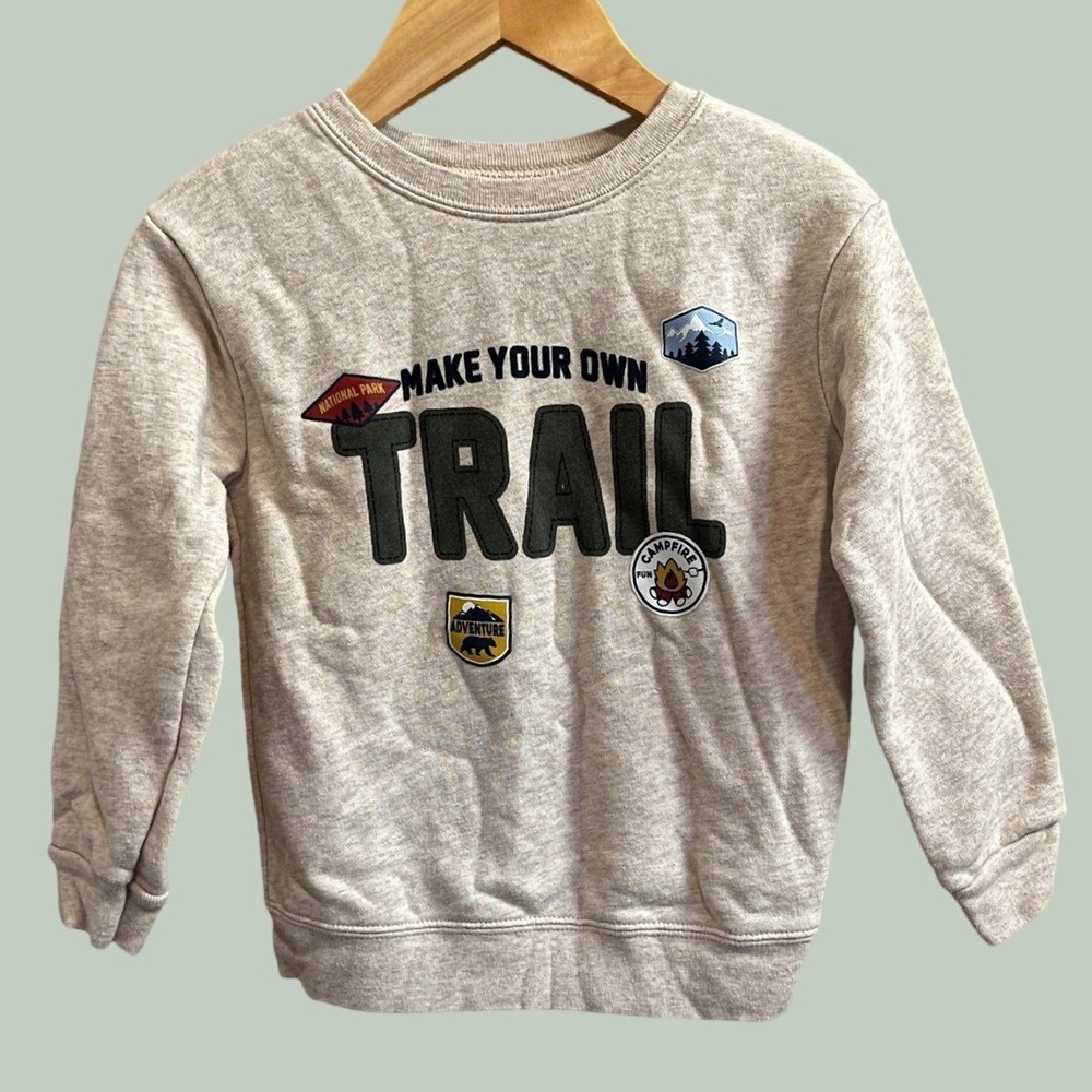 Garanimals Sweatshirt Kids 4T Oat Heather Make Your Own Trail Graphic Pullover